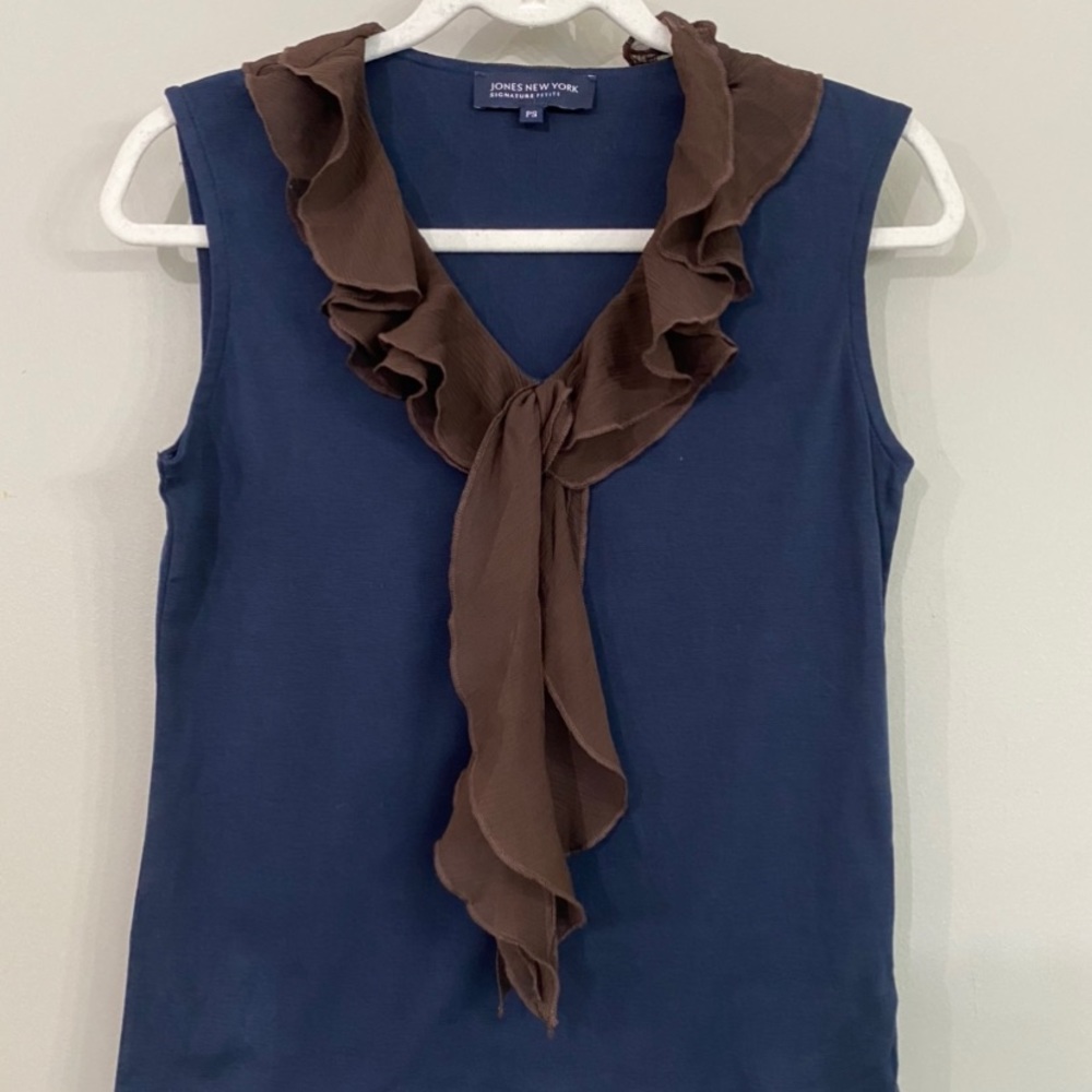 Jones New York casual top ,blue color , size PS , - Picture 7 of 8